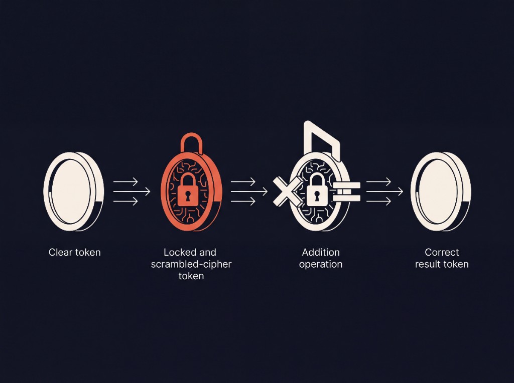 Clear token locked, added to, then decrypted to the correct result